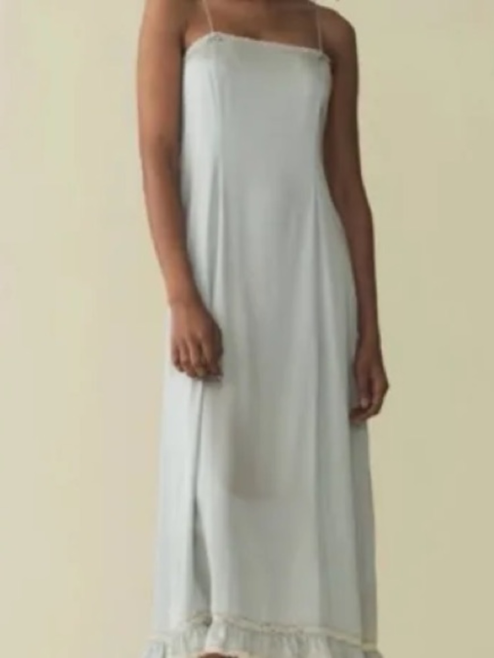 Light Blue Slip Maxi Dress with Ruffle Hem
